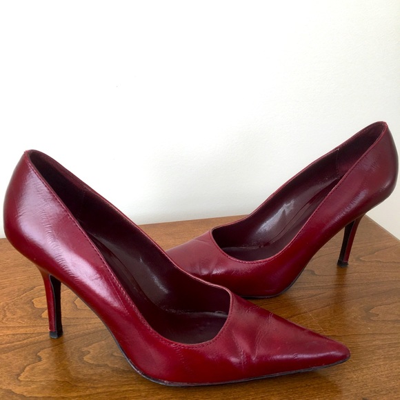Women’s red shoes.